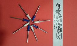 8 RIVETTI TARGA PER EUROPEA A FIORE 4,8X12  4 BLU E  4 BIANC