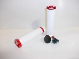 Coppia Manopole "MV-TEK" Lock colore Bianco/Rosso per Bici 2
