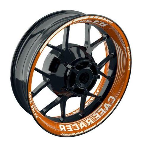 cafe racer saw arancione adesivo cerchio moto