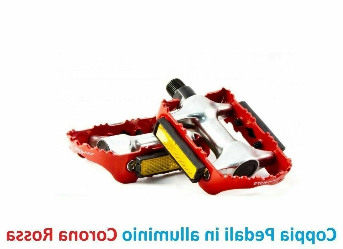 coppia pedali alluminio rosso per bici 20