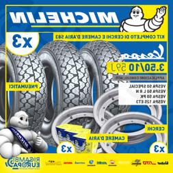 TRE COPERTONI-PNEUMATICI MICHELIN S83 3.50/10 PIAGGIO VESPA 