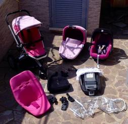 trio quinny buzz rosa completo con base isofix per auto